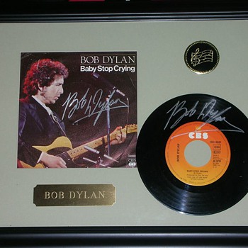 Baby Stop Crying Autographed Bob Dylan 45 rpm Record Sleeve & Record - Music