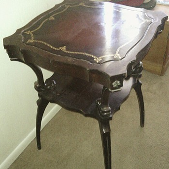 Unknown Red Leather Topped Table - Furniture