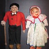Vintage French straw stuffed rag doll and animal bisque doll