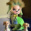 Funny Green Dog w/ two Green Pups