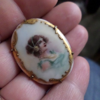 Victorian Porcelain Brooch - Victorian Era
