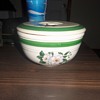 vintage bake oven utility bowl wit rare flower pattern