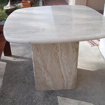 Mid Century - Travertine End Table - Cube Style