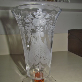 Vintage Etched Vase or Possibly Parfait - Probably American - from AmberRose! - Glassware