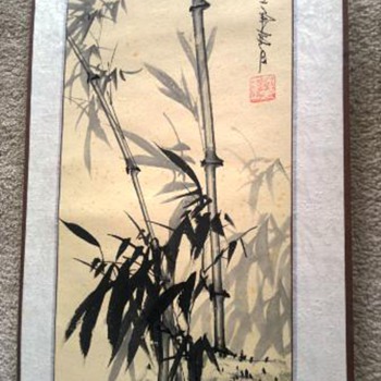 Oriental painted scroll on paper 