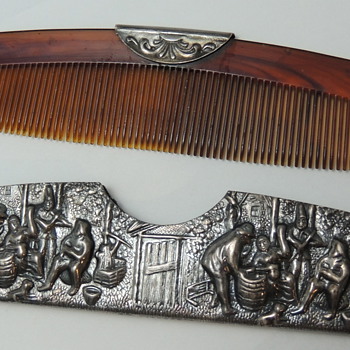 Ornate Pewter or Silver plate Comb - DENMARK  - Accessories