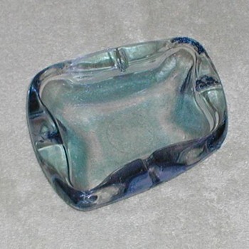 Blue Glass Ashtray - Art Glass