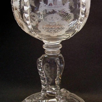 Stag and Castle Goblet Bohemian? - Art Glass