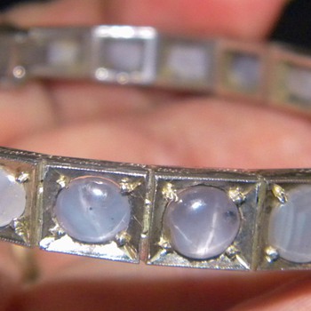 Vintage Antique Star Sapphire 9ct White Gold Eternity Bracelet - Fine Jewelry