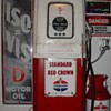 1950 Original Martin & Schwartz Gas Pump...Theme Is Standard...42 cents a gallon...Iso-Vis Porcelain Sign...5 Gallon Oil Can  