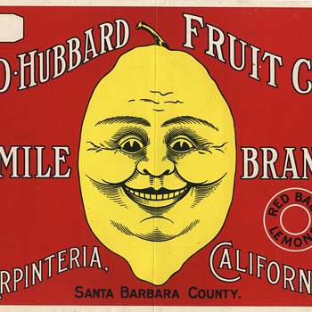 Smile Carpenteria Santa Barbara vintage lemon crate label - Advertising