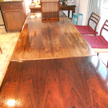 NO Moller Rosewood Dining Table and four JL Moller Rosewood Dining Chairs
