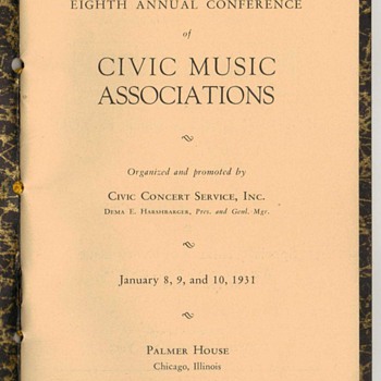 1931 Palmer House Music Program - Paper