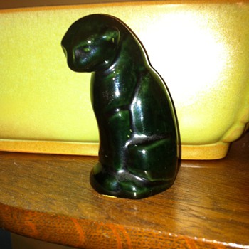 Frankoma Seated Ocelot, miniature. - Art Pottery
