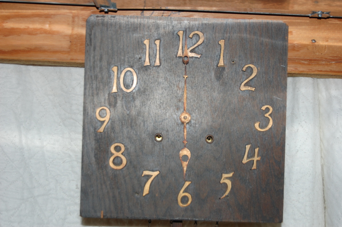 Early Sessions Mission Oak wall clock w/faux chain pendulum