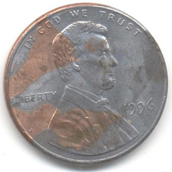 us coin 1996 peny Lamination 