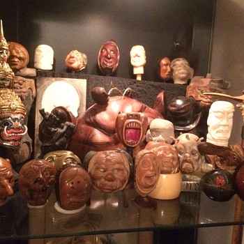 A Collection of grotesque faces - Folk Art
