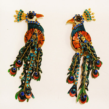 Vintage Lunch at the Ritz Peacock Earrings