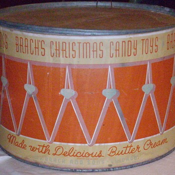 1937 Brach's candy drum counter display.