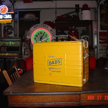 The Old Fashioned Root Beer...1950's Dad's Root Beer Embossed Cooler...All original With Tray and Bottle Opener