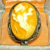 Antique Victorian Natural Baltic Amber 865 Filigree Ring W/Matching lavaliere Necklace
