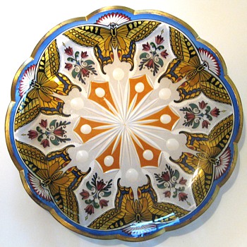 2 Glass Plates Fachschule Haida/Steinschoenau 1920 Bohemia - Art Nouveau
