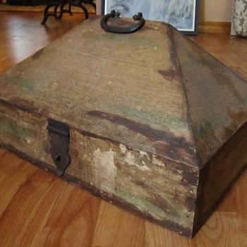 Old wooden Pyramid shaped box