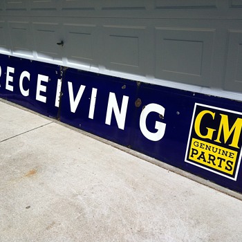 LARGE GM Genuine Parts Receiving Porcelain Sign - Signs