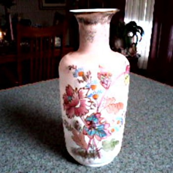 Bristol Glass 10" Vase /Hand Painted Floral Design with Gilt Accents/Circa 19th Century - Art Glass