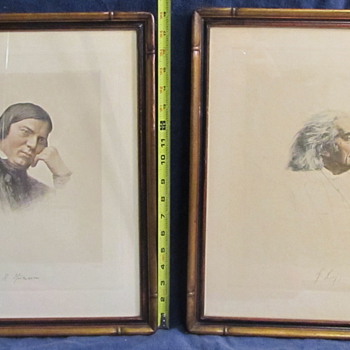 Vintage lithographs of Franz Liszt and ??