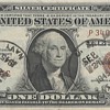 HAWAII ONE DOLLAR BILL STAMPED ON USS MISSOURI  ARMISTICE DAY SEPTEMBER 2nd 1945