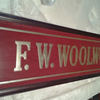 F.W. Woolworth Co. Glass Sign - Advertising