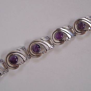 Sterling & Amethyst Bracelet made in Mexico~Unreadable Signature