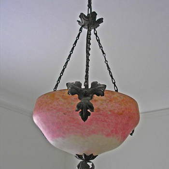 Pink Art Glass Hanging Lamp Shade