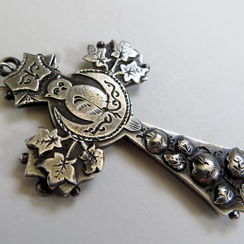 Sydenham Brothers Sterling Cross ca.1860's~Very Unusual Details, Owl, Moon - Fine Jewelry