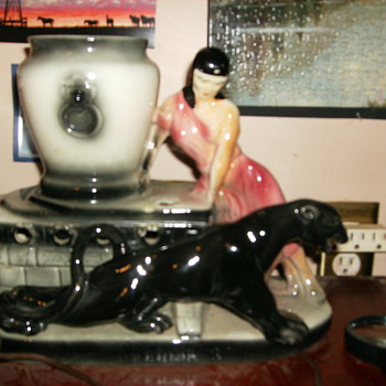 1955 lady and panther lamp