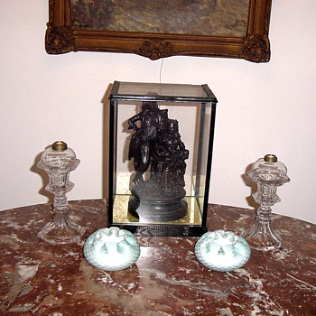 Pair of 1830's Boston Sandwich Glass Whale Oil Lamps - Lamps