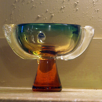 Art Deco Murano Pedestal bowl Flavio Poli