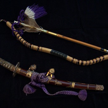 Meiji Period Japanese Boys Day Doll Sword & Bow