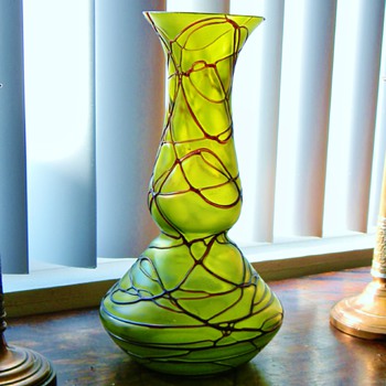 Pallme Köenig Amethyst Thread Bulb Vase 12.75" - Art Glass