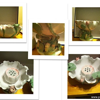 Help Identify these two Lotus Bowls w/Flower Frogs - Art Pottery
