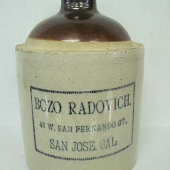 Rare  San Jose Ca. Jug (Bozo Radovich) - Bottles