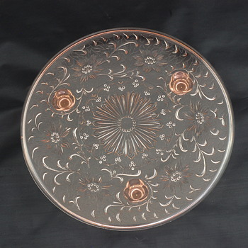 Pink Glass Cake Plate - Kitchen