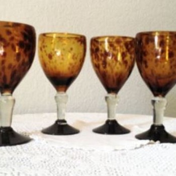 Four Beautiful Tortoise Shell Glasses - Glassware