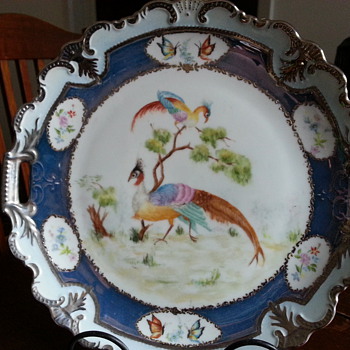 HANDPAINTED PHEASANTS (phoenix) & BUTTERFLIES PLATE - Asian