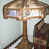 1920's ornate stained glass lamp