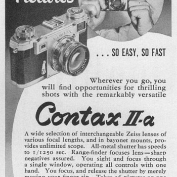 1952 - Zeiss "Contax II-A" Camera Advertisements