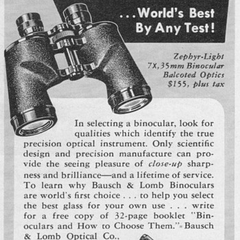 1952 - Bausch & Lomb Binoculars Advertisement