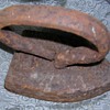 Primitive cast iron sad iron with applied handle