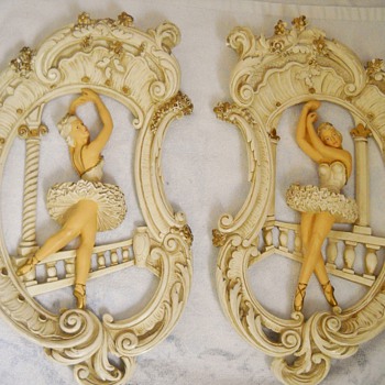 1961 Universal Statuary Corp. Ballet Dancer Wall Plaques - Art Pottery
